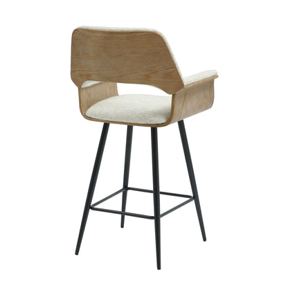 Bar Stool Med.height Clipp Hm9987.02 Black Metal Legs-ecru Fabric 57,5x53x98hcm.