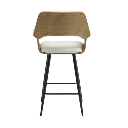 Bar Stool Med.height Clipp Hm9987.02 Black Metal Legs-ecru Fabric 57,5x53x98hcm.