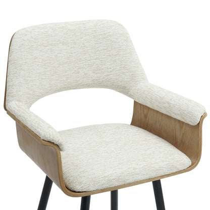Bar Stool Med.height Clipp Hm9987.02 Black Metal Legs-ecru Fabric 57,5x53x98hcm.
