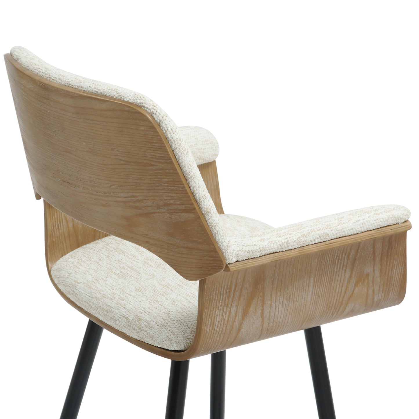 Bar Stool Med.height Clipp Hm9987.02 Black Metal Legs-ecru Fabric 57,5x53x98hcm.