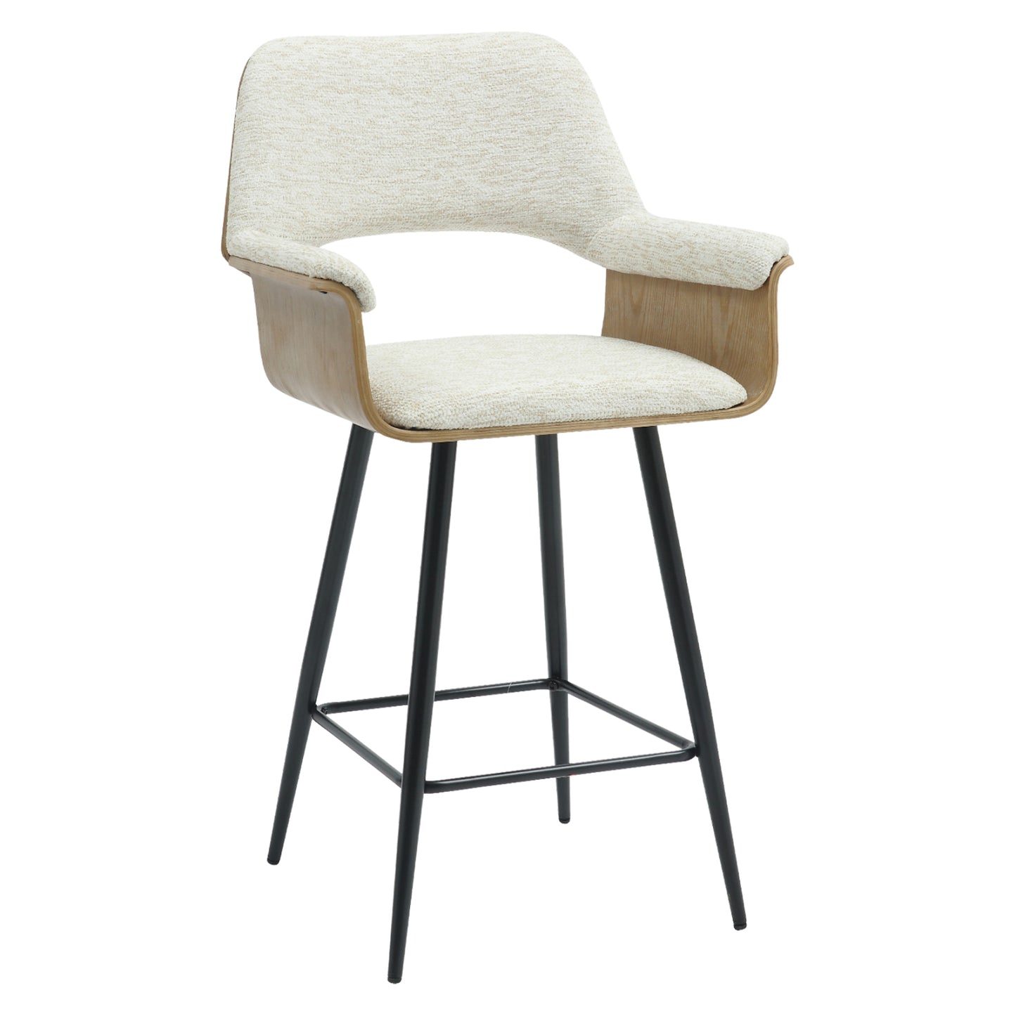 Bar Stool Med.height Clipp Hm9987.02 Black Metal Legs-ecru Fabric 57,5x53x98hcm.