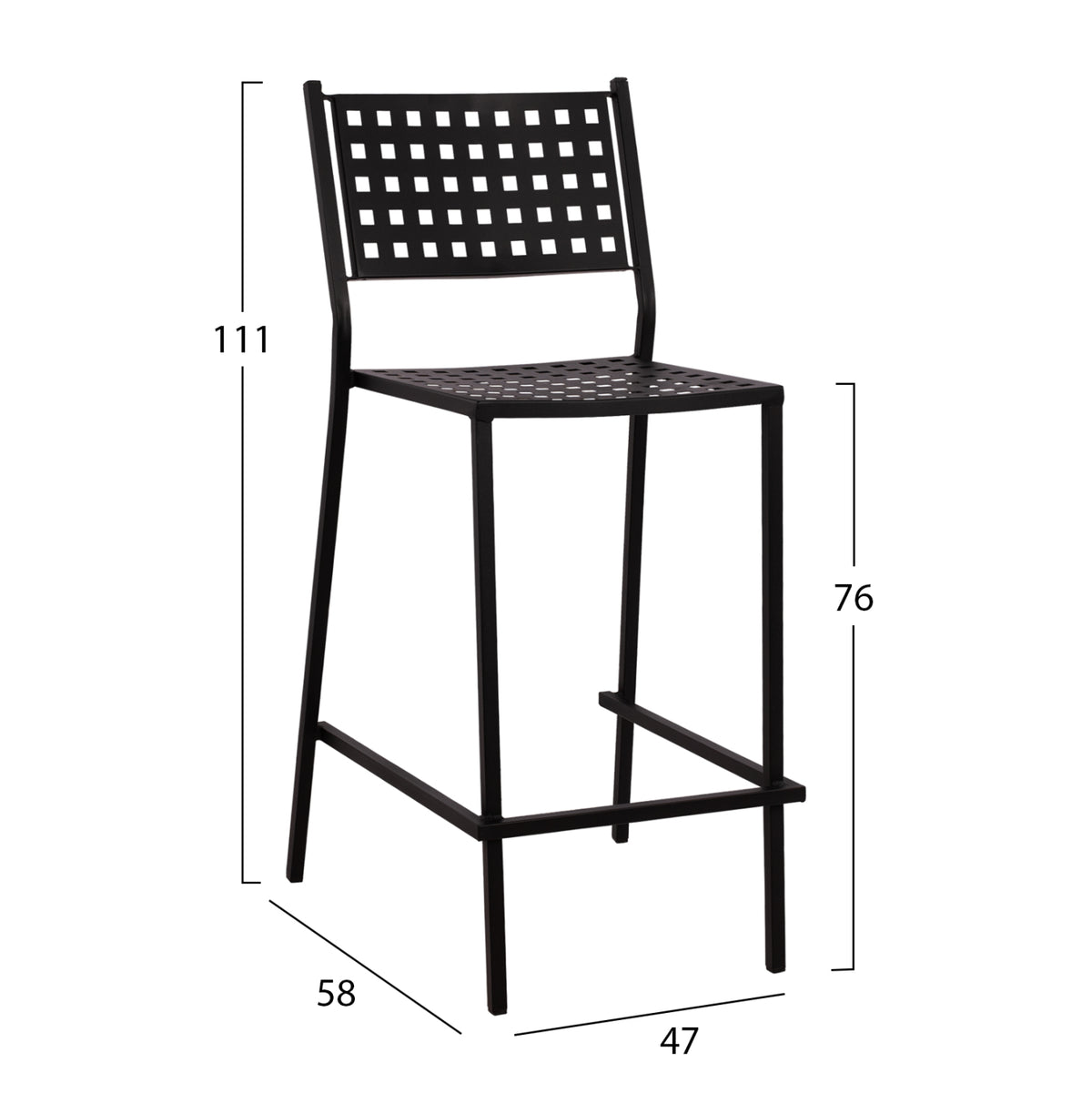 Stool Bar Olympias Metallic Hm5528.01 Black Color 47x58x111cm