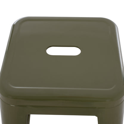 Bar Stool Melita-pro Hm8642.43 Metal In Dark Olive 43x43x78hcm.