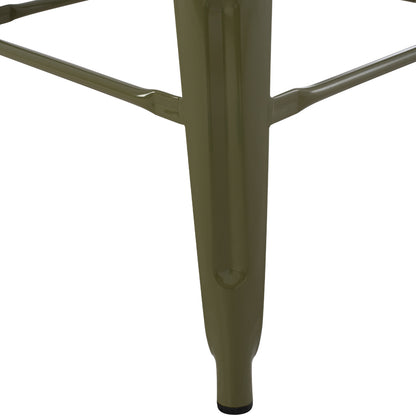 Bar Stool Melita-pro Hm8642.43 Metal In Dark Olive 43x43x78hcm.