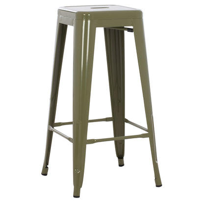 Bar Stool Melita-pro Hm8642.43 Metal In Dark Olive 43x43x78hcm.