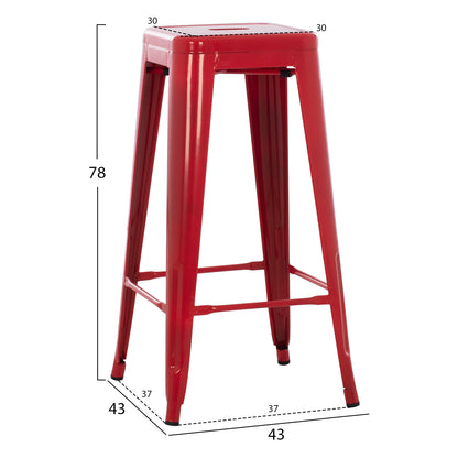 Bar Stool Melita-pro Hm8642.44 Metal In Red 43x43x78hcm.