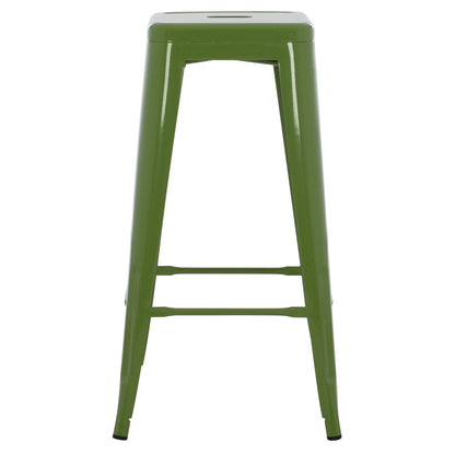 Bar Stool Melita-pro Hm8642.53 Metal In Light Olive Green 43x43x78hcm.