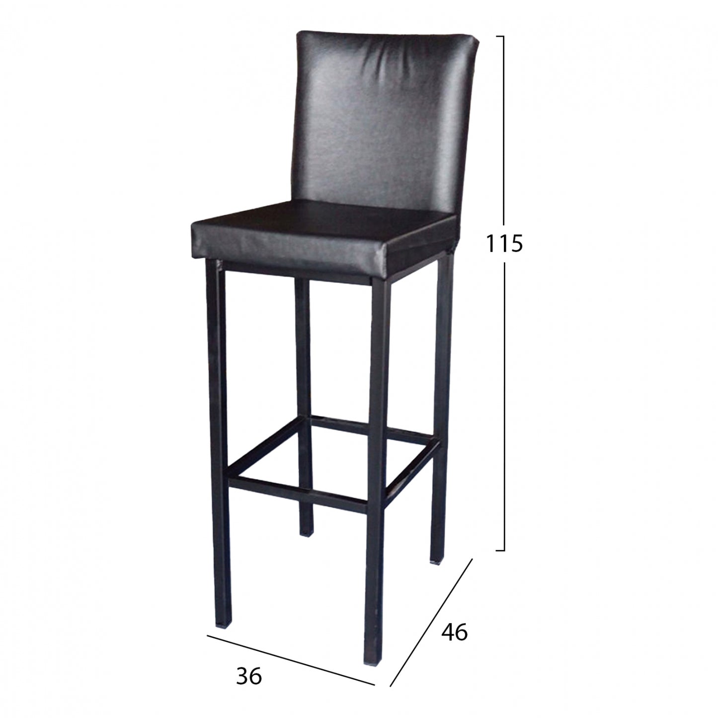 Metallic Bar Stool With Black Pu Ts481 36x46x115cm.
