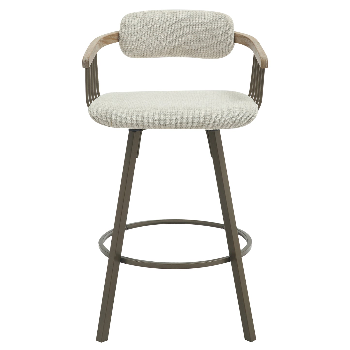 Bar Stool Swivel Lang Hm9990.01 Antique Copper Metal Frame-ecru Fabric 51,5x48,5x89,5hcm.