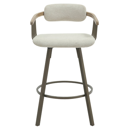 Bar Stool Swivel Lang Hm9990.01 Antique Copper Metal Frame-ecru Fabric 51,5x48,5x89,5hcm.