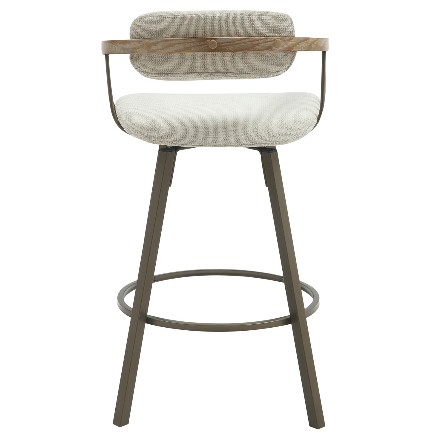 Bar Stool Swivel Lang Hm9990.01 Antique Copper Metal Frame-ecru Fabric 51,5x48,5x89,5hcm.