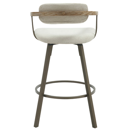 Bar Stool Swivel Lang Hm9990.01 Antique Copper Metal Frame-ecru Fabric 51,5x48,5x89,5hcm.