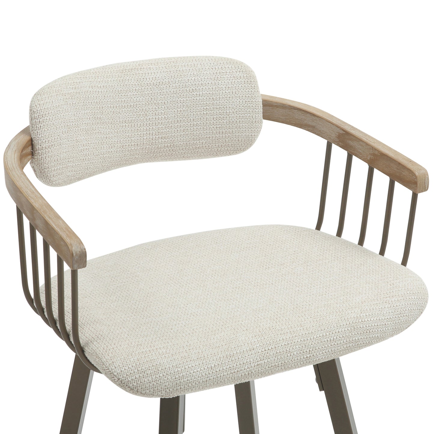 Bar Stool Swivel Lang Hm9990.01 Antique Copper Metal Frame-ecru Fabric 51,5x48,5x89,5hcm.