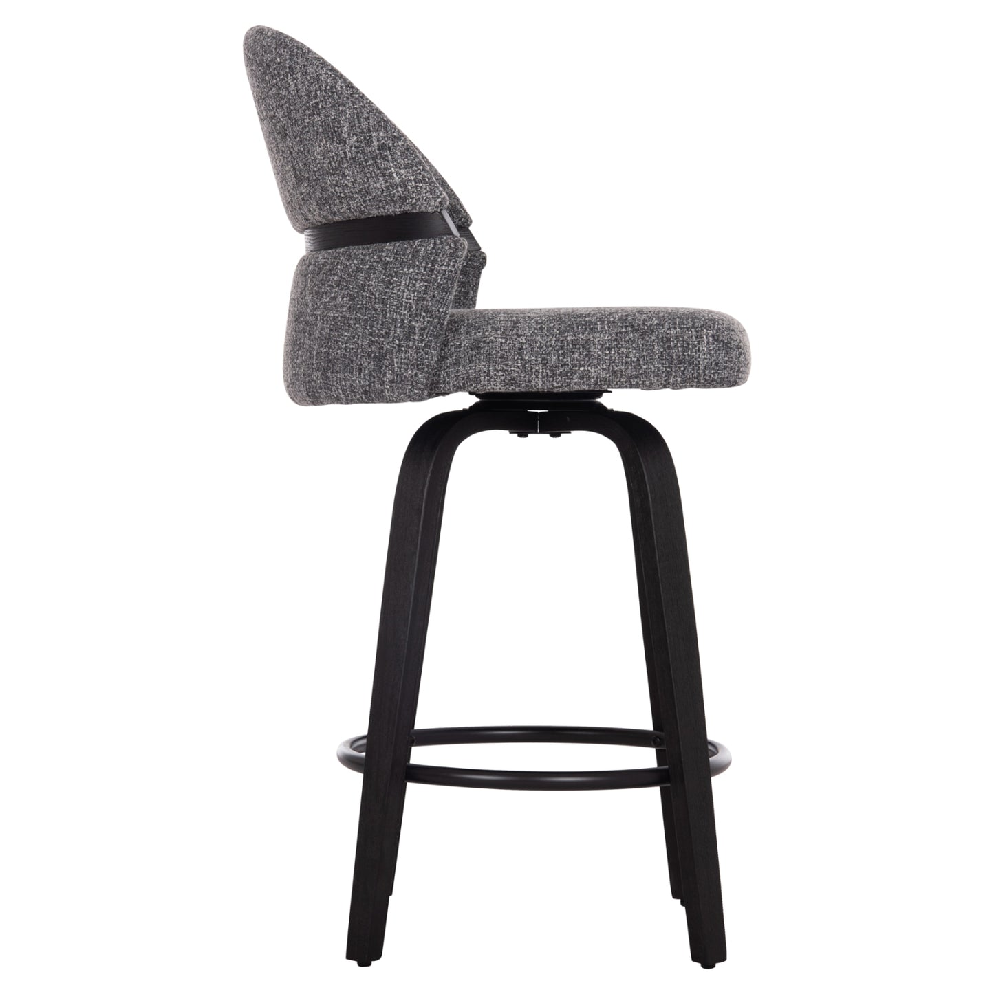 Bar Stool Swivel Dekker Hm18250.02 Plywood In Black--fabric In Grey 48x54x96hcm.