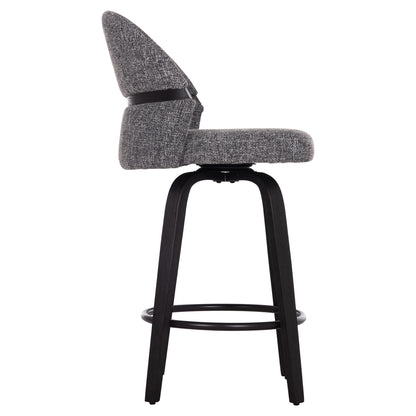 Bar Stool Swivel Dekker Hm18250.02 Plywood In Black--fabric In Grey 48x54x96hcm.