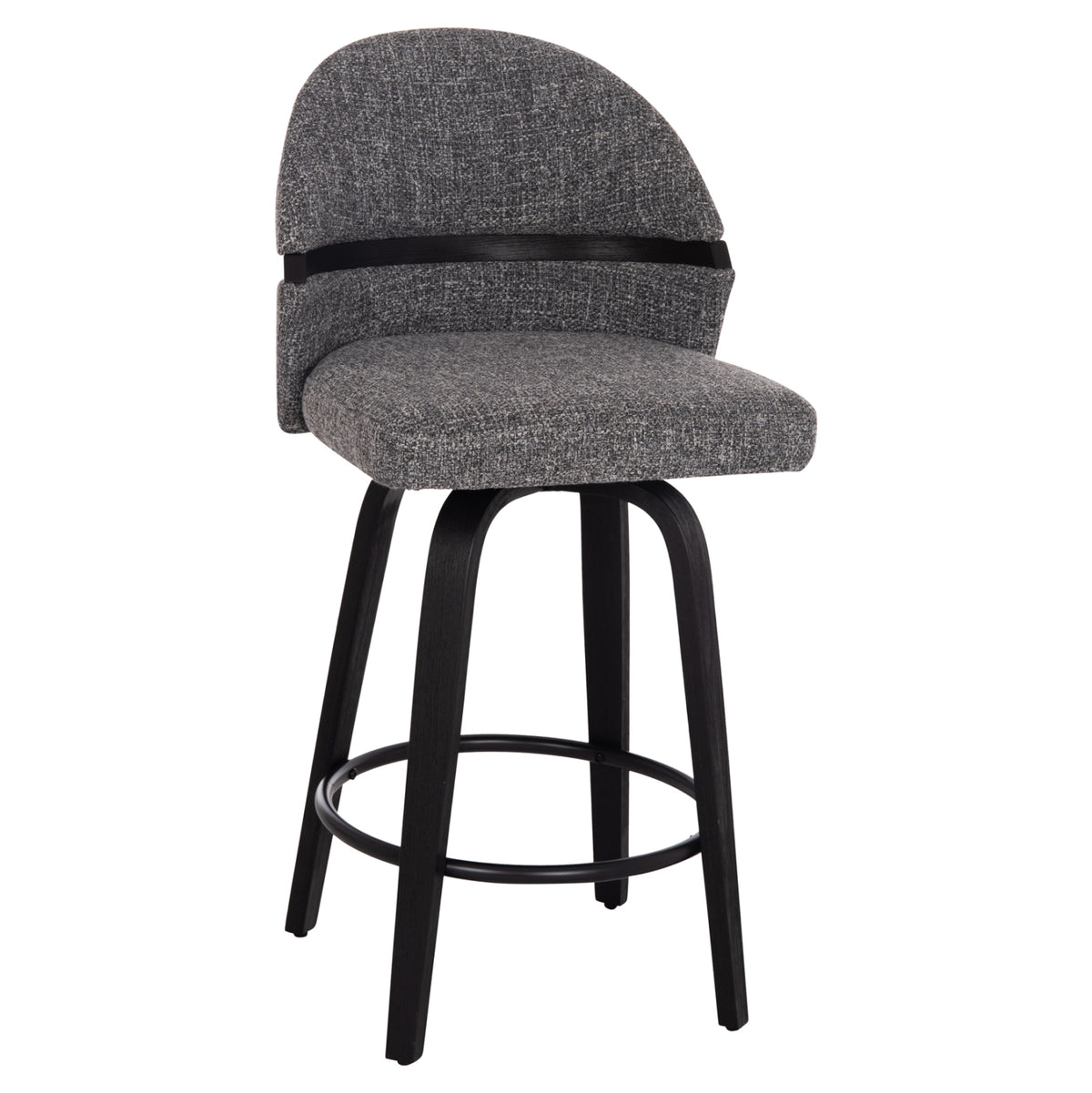 Bar Stool Swivel Dekker Hm18250.02 Plywood In Black--fabric In Grey 48x54x96hcm.