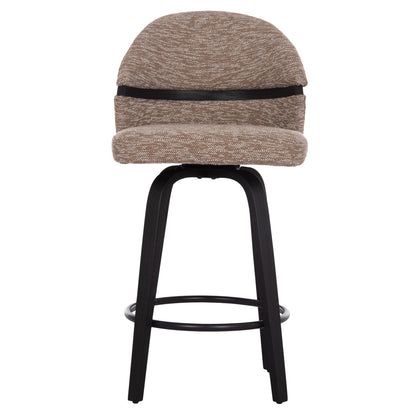 Bar Stool Swivel Dekker Hm18250.03 Plywood In Black--fabric In Brown 48x54x96hcm.