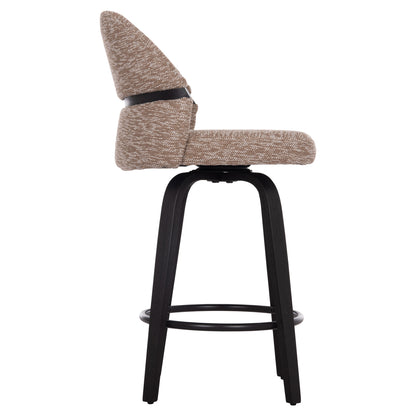 Bar Stool Swivel Dekker Hm18250.03 Plywood In Black--fabric In Brown 48x54x96hcm.