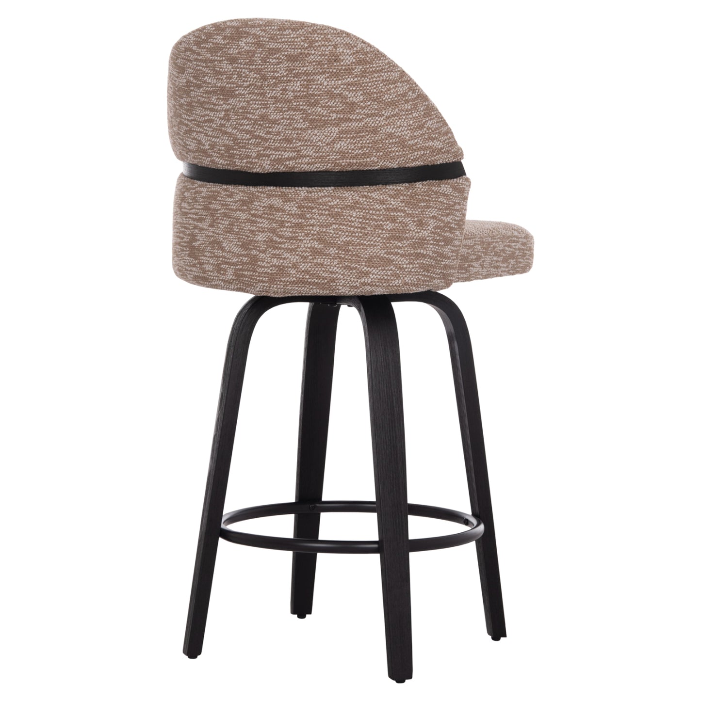 Bar Stool Swivel Dekker Hm18250.03 Plywood In Black--fabric In Brown 48x54x96hcm.