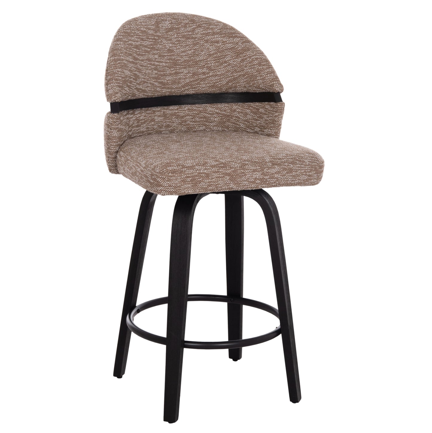 Bar Stool Swivel Dekker Hm18250.03 Plywood In Black--fabric In Brown 48x54x96hcm.