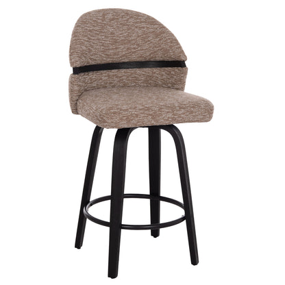 Bar Stool Swivel Dekker Hm18250.03 Plywood In Black--fabric In Brown 48x54x96hcm.