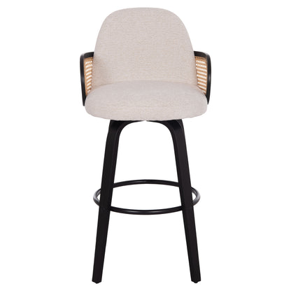 Bar Stool Swivel Becker Hm18251.02 Plywood In Black--fabric In Ecru 50x52x100hcm.