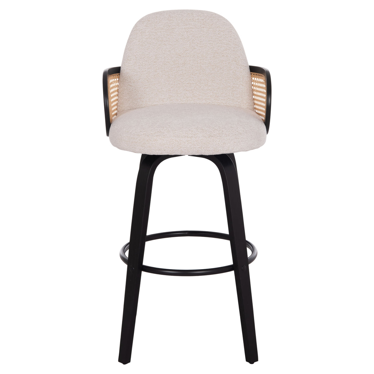 Bar Stool Swivel Becker Hm18251.02 Plywood In Black--fabric In Ecru 50x52x100hcm.