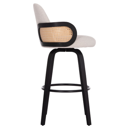 Bar Stool Swivel Becker Hm18251.02 Plywood In Black--fabric In Ecru 50x52x100hcm.