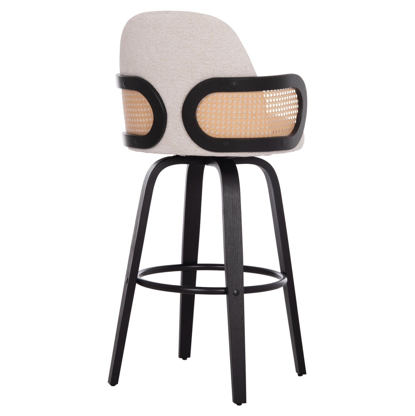 Bar Stool Swivel Becker Hm18251.02 Plywood In Black--fabric In Ecru 50x52x100hcm.