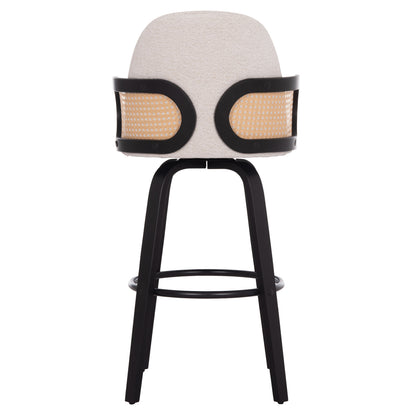 Bar Stool Swivel Becker Hm18251.02 Plywood In Black--fabric In Ecru 50x52x100hcm.