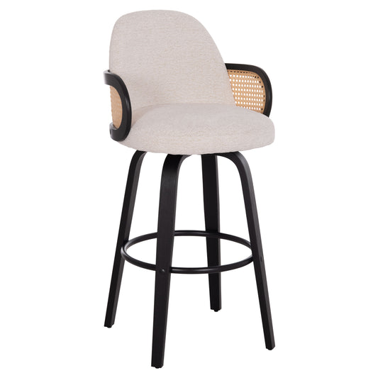 Bar Stool Swivel Becker Hm18251.02 Plywood In Black--fabric In Ecru 50x52x100hcm.