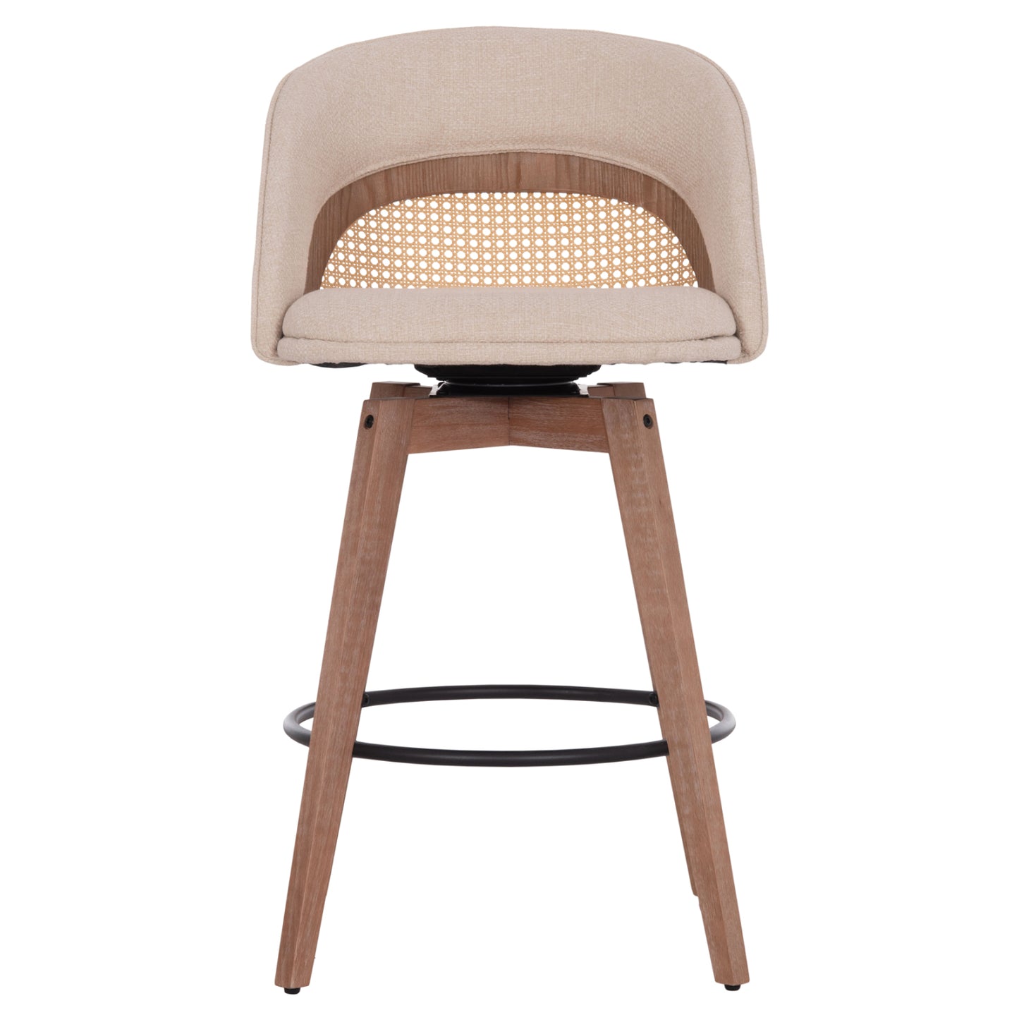 Bar Stool Swivel Riki Hm18253.01 Wooden Legs--beige Fabric 51x53x94hcm.