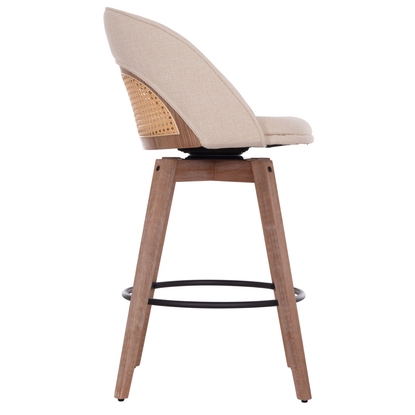 Bar Stool Swivel Riki Hm18253.01 Wooden Legs--beige Fabric 51x53x94hcm.