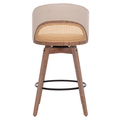 Bar Stool Swivel Riki Hm18253.01 Wooden Legs--beige Fabric 51x53x94hcm.