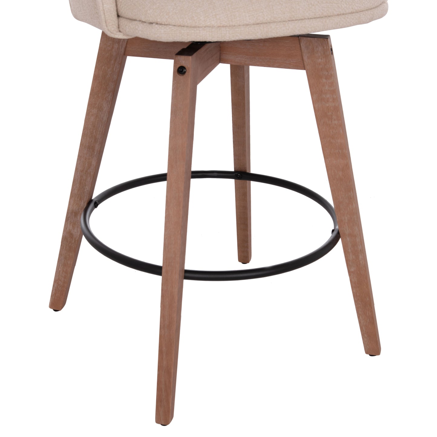 Bar Stool Swivel Riki Hm18253.01 Wooden Legs--beige Fabric 51x53x94hcm.