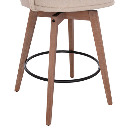 Bar Stool Swivel Riki Hm18253.01 Wooden Legs--beige Fabric 51x53x94hcm.