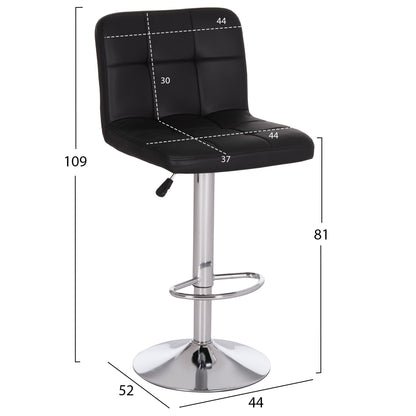 Bar Stool Swiveling Diana Hm202.21 Black Pu--chromed Metal 44x52x109hcm.