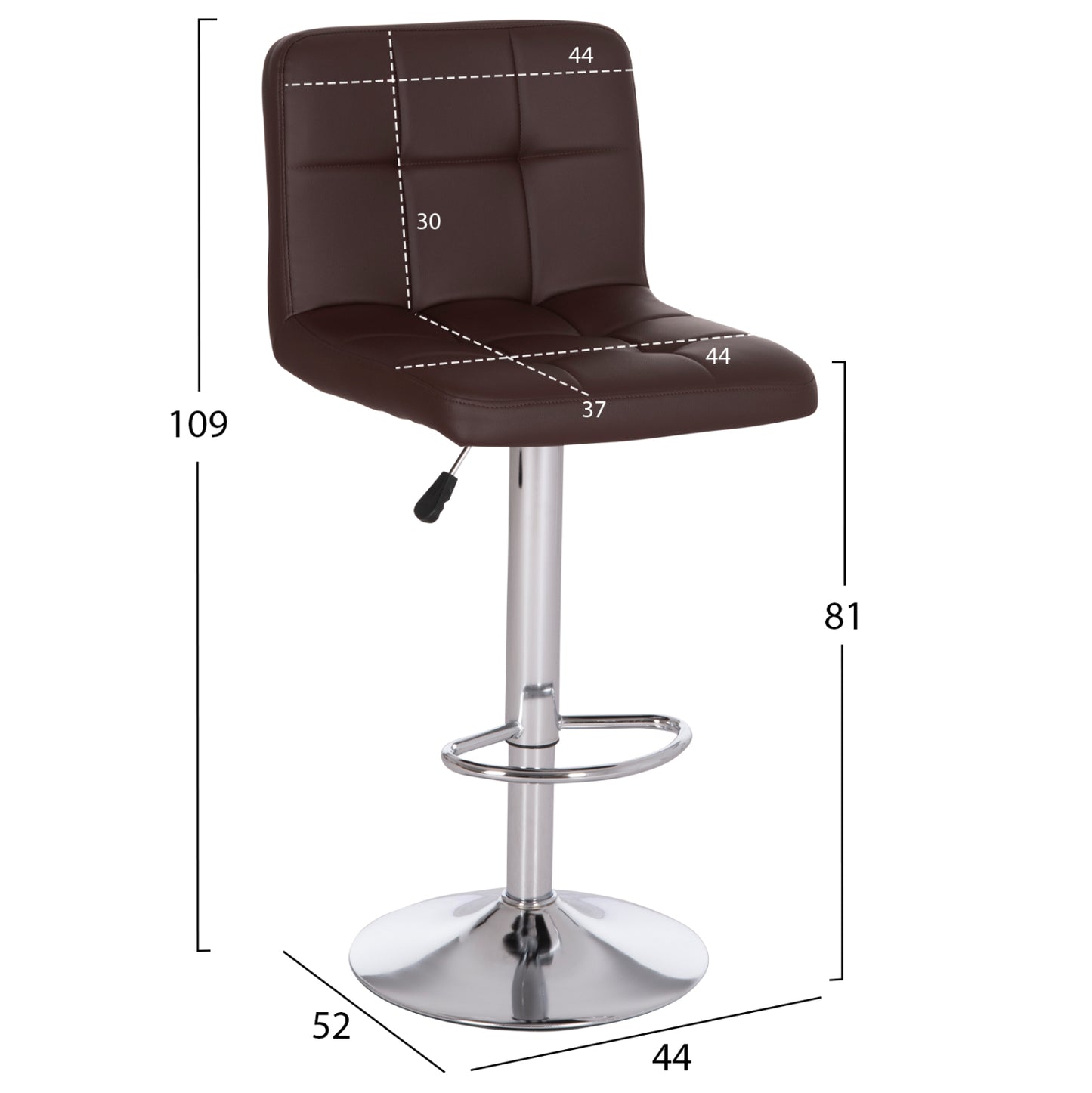 Bar Stool Swiveling Diana Hm202.23 Brown Pu--chromed Metal 44x52x109hcm.