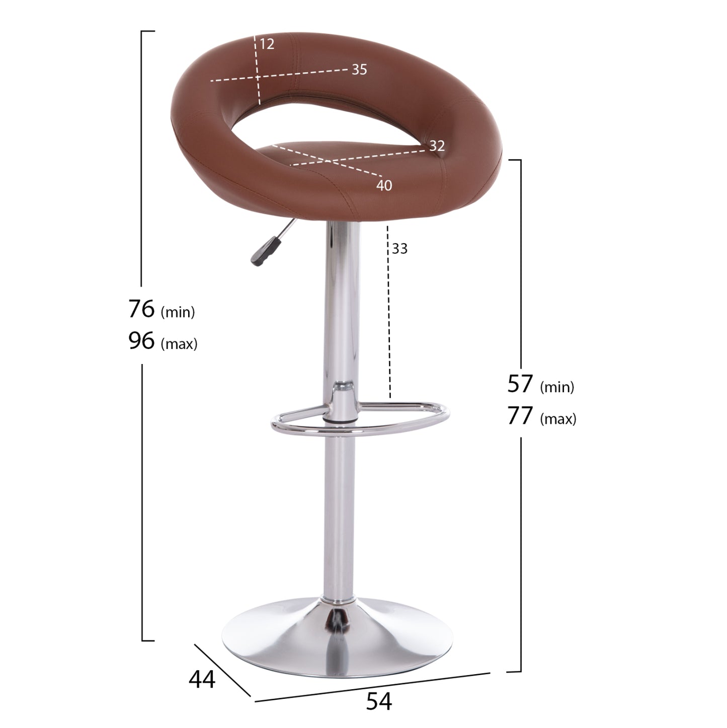 Bar Stool Swivel Rea Hm203.23 With Suspension-brown Pu 54x47x96hcm.