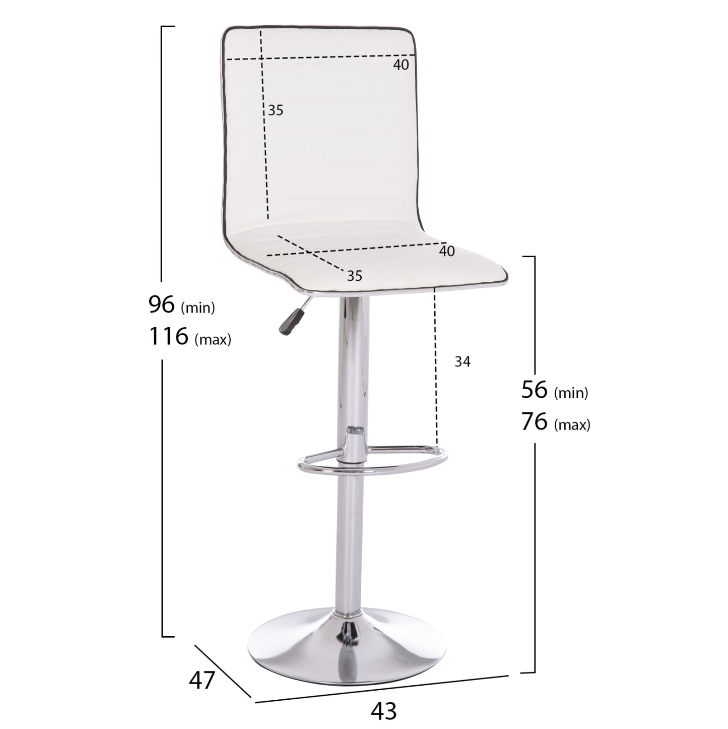 Bar Stool Swivel Nexus Hm209.22 Suspension & White Pu 43x47x116hcm.
