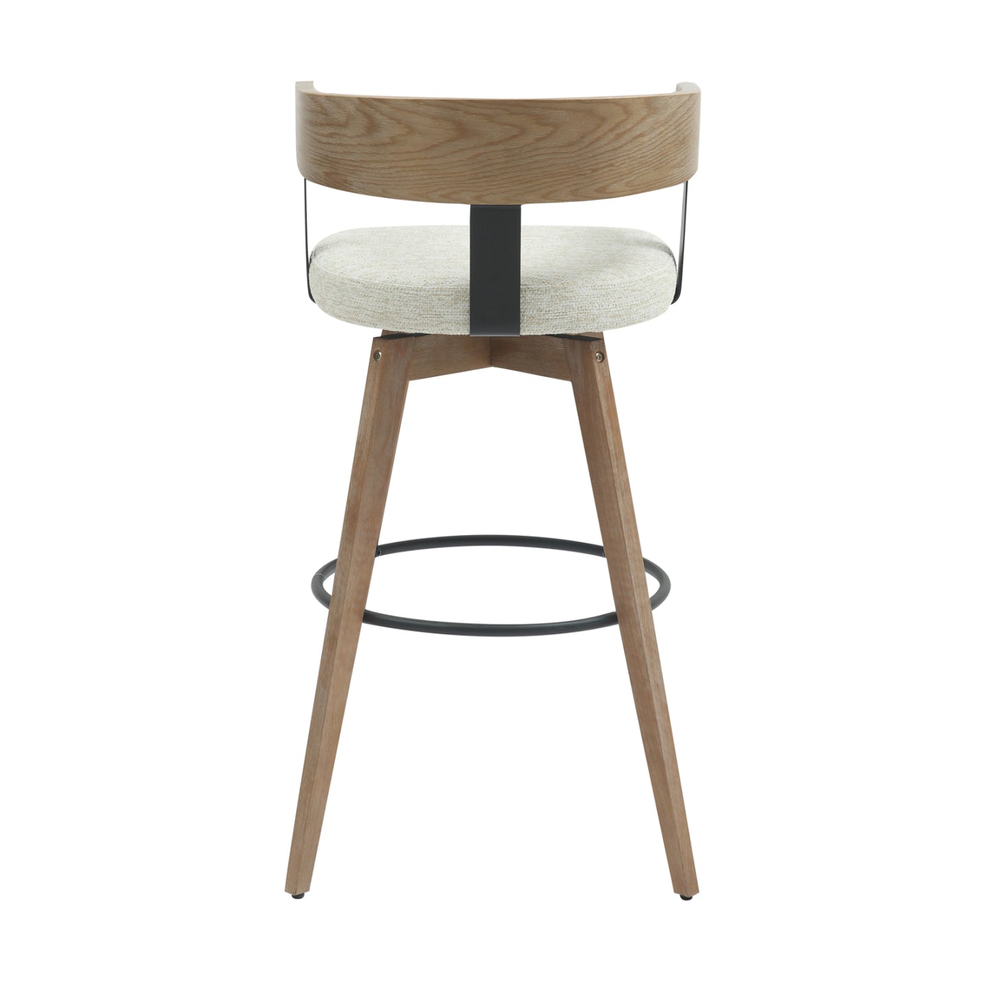 Bar Stool Medium Height Swivel Lani Hm9988.01 Beech Wood Legs-plywood Back-ecru Fabric Seat 55x55x97hcm.