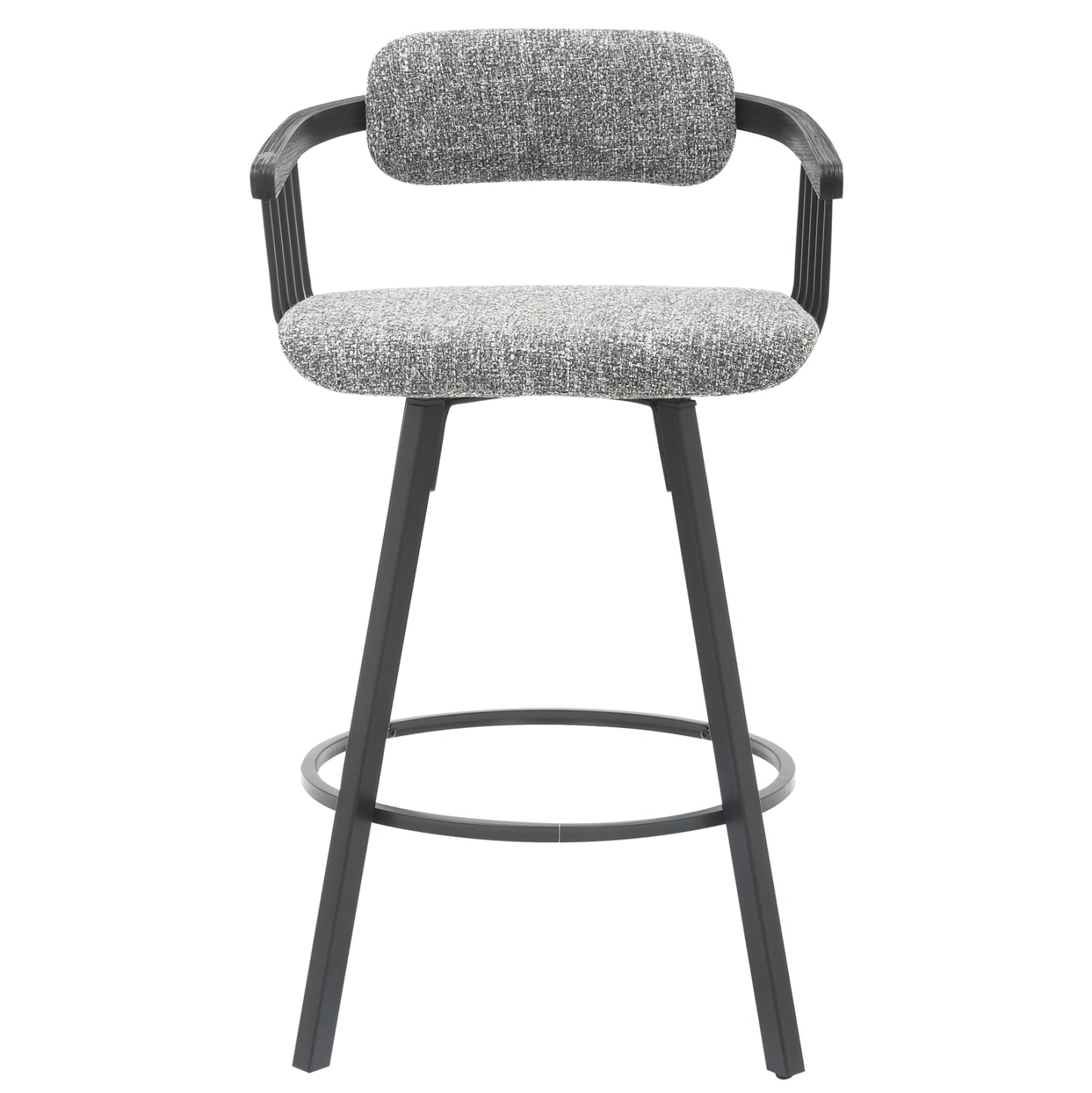 Bar Stool Swivel Lang Hm9990.02 Black Metal Frame-grey Fabric 51,5x48,5x89,5hcm.