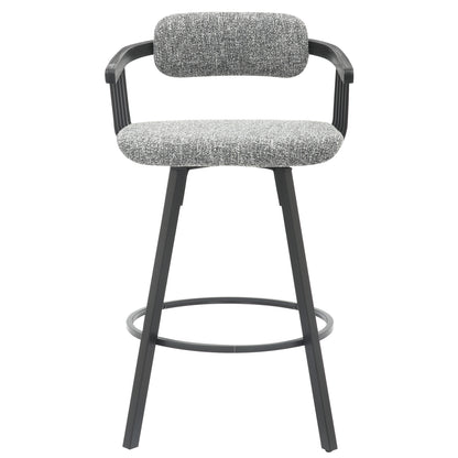 Bar Stool Swivel Lang Hm9990.02 Black Metal Frame-grey Fabric 51,5x48,5x89,5hcm.