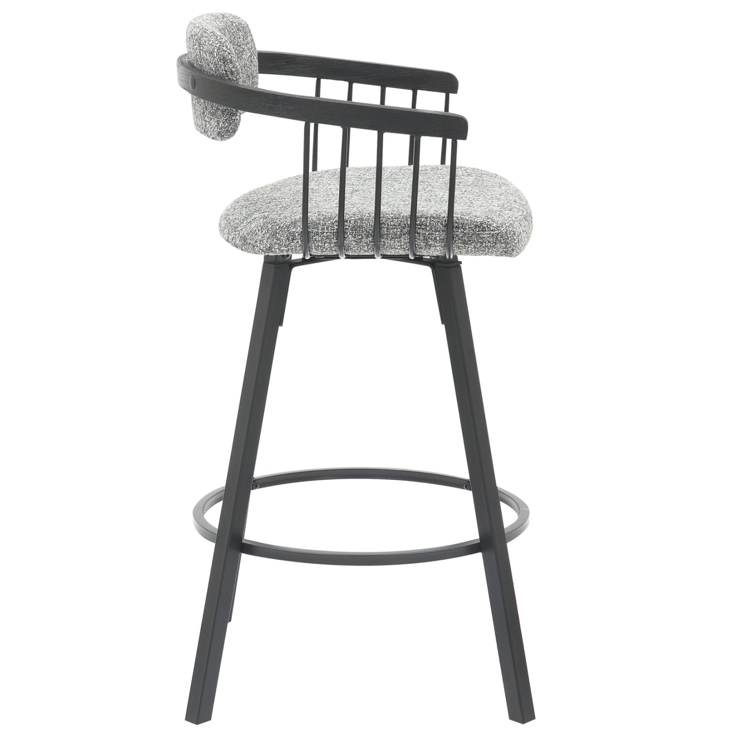 Bar Stool Swivel Lang Hm9990.02 Black Metal Frame-grey Fabric 51,5x48,5x89,5hcm.
