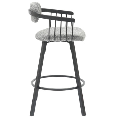 Bar Stool Swivel Lang Hm9990.02 Black Metal Frame-grey Fabric 51,5x48,5x89,5hcm.