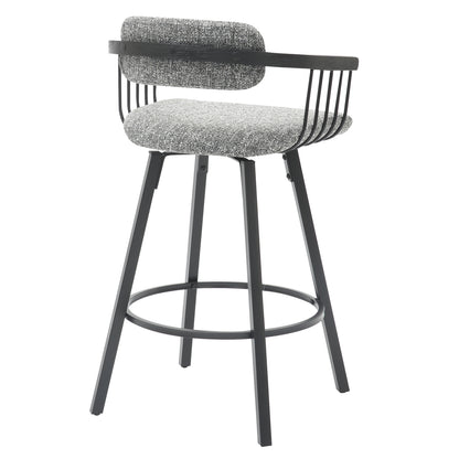Bar Stool Swivel Lang Hm9990.02 Black Metal Frame-grey Fabric 51,5x48,5x89,5hcm.