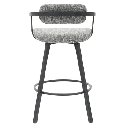 Bar Stool Swivel Lang Hm9990.02 Black Metal Frame-grey Fabric 51,5x48,5x89,5hcm.