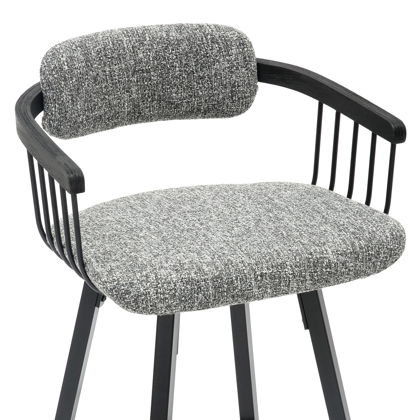 Bar Stool Swivel Lang Hm9990.02 Black Metal Frame-grey Fabric 51,5x48,5x89,5hcm.