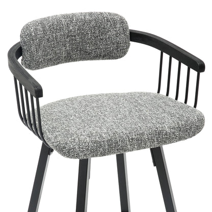 Bar Stool Swivel Lang Hm9990.02 Black Metal Frame-grey Fabric 51,5x48,5x89,5hcm.