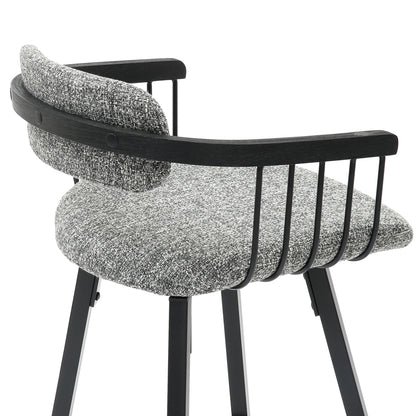 Bar Stool Swivel Lang Hm9990.02 Black Metal Frame-grey Fabric 51,5x48,5x89,5hcm.